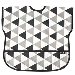 Plie bib neck Velcro close detail showcasing easy wear for toddlers and quick cleanup.