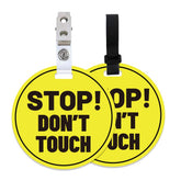 PLIGREAT yellow stop sign hanging-strap for stroller; clearly signals no-touch reminder while cruising