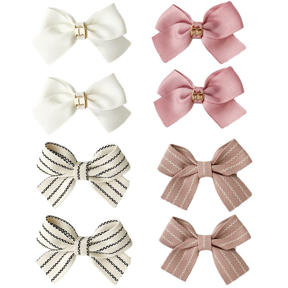 PLINUBLA 8pcs baby girl bows with secure alligator clip for easy daily wear.