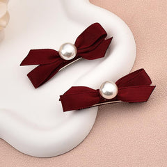 Pliwcas red bow barrettes for girls non-slip grip for toddlers