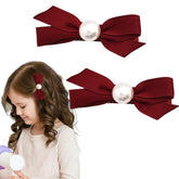 Pliwcas red pearl hair clip for baby girls with secure hold on fine hair