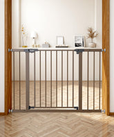 PLZOIT baby gate stairs 30in tilt view highlights sturdy metal design for stairs