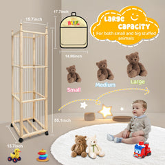 Pmbqifay stuffed animal zoo storage side view demonstrates compact footprint for small rooms