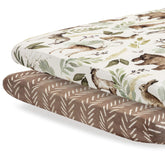 Pobibaby 2-pack woodland sheets folded for cozy, snug naps