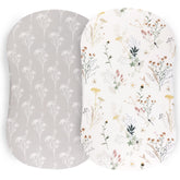 Pobibaby bassinet sheet wildflower-pattern shows soft breathable fabric for baby sleep