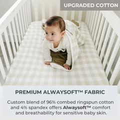 Pobibaby crib sheet elastic wrap ensures full mattress coverage and secure sleep surface.