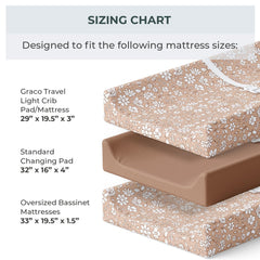 Pobibaby Meadow changing pad cover featuring safety strap slits for easy changes.