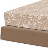 Pobibaby Meadow floral crib sheet on mattress with ultra-soft jersey knit for cozy sleep.