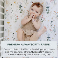 Pobibaby Wildflower pack-n-play-sheet-elastic-edge provides snug fit around the mattress.