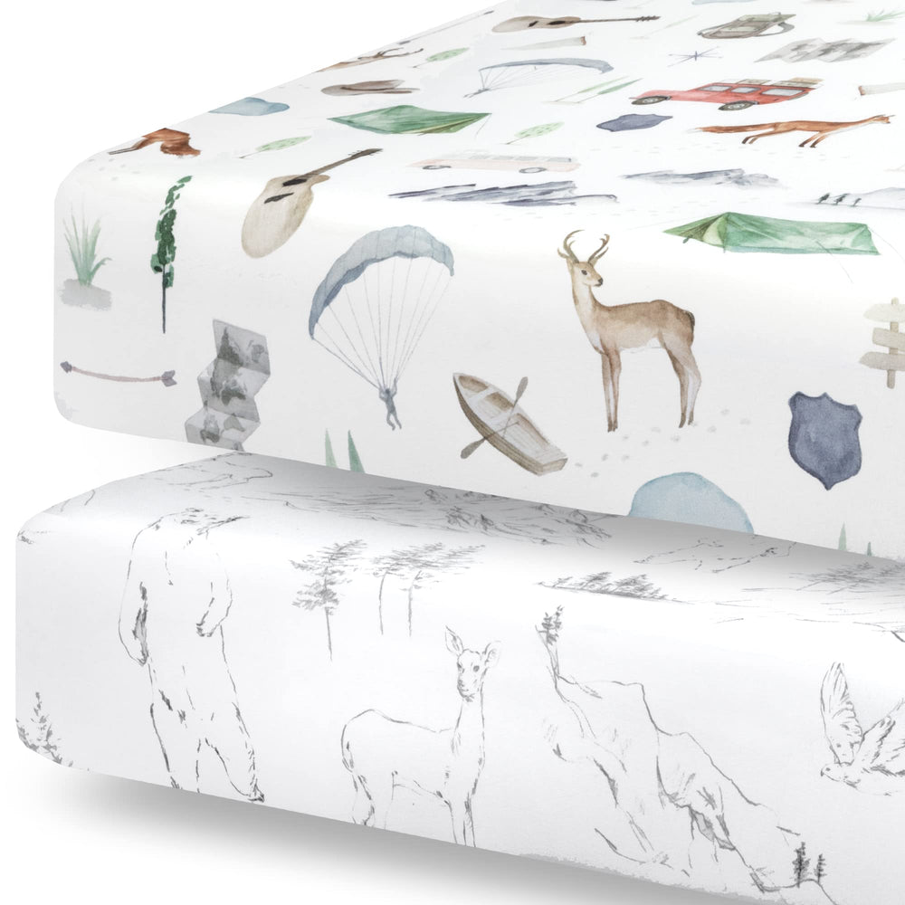 Pobibaby woodland crib sheet close-up soft texture for gentle sleep