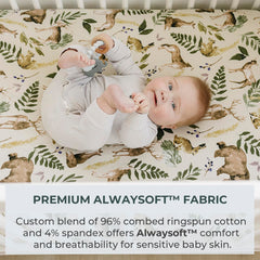 Pobibaby woodland-pattern sheets on mattress for secure sleep