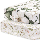 Pobibaby Zephyr floral fitted sheet close-up showcasing plush ALWAYSOFT fabric for gentle baby skin