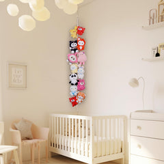 Poefditev boho decor corner display enhances nursery with plush storage