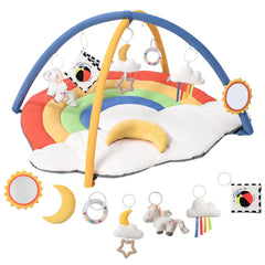 POIKSHARK baby gym play mat with 6 detachable toys supports tummy time and sensory play.