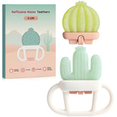 POIKSHARK water-fillable teether green cactus closeup for cooling relief.