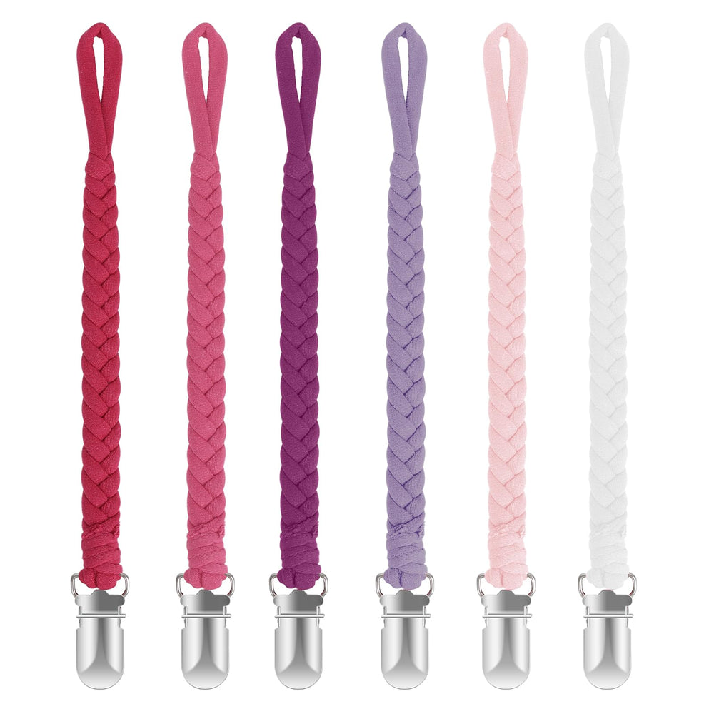Pokipaw pacifier clip pastel pink set keeps pacifiers within reach during outings.