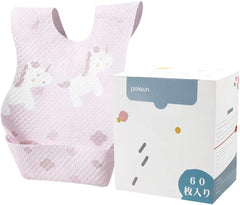 Poksun Unicorn disposable bib closeup shows soft fabric and skin-friendly layers for mealtime.