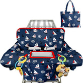 Polovillae shopping cart cover blue sailboat folded for compact storage