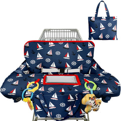 Polovillae shopping cart cover blue sailboat folded for compact storage