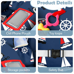 Polovillae shopping cart cover blue sailboat in-cart protects baby from dirty surfaces