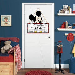 Poncpis cartoon mouse sign features durable wood for lasting toddler decor.