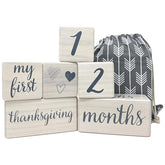 Pondering Pine baby milestone blocks stacked for timeless monthly photos and keepsake memories.