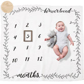 Pondering Pine milestone blanket with wood frame for 1-12 month photos