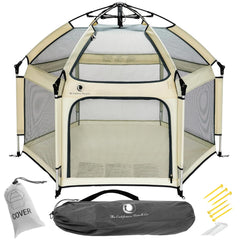 POP 'N GO PLAYPEN canopy provides UPF50+ sun protection for outdoor play.