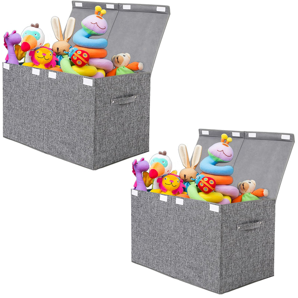 Popoly 2-pack large toy box chest with lid in a living room keeps toys neatly organized.
