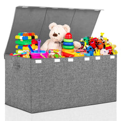 Popoly Extra Large Toy Box with lid closed keeps clutter contained and dust free.