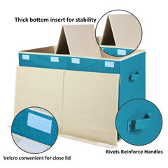 Popoly reinforced handles on toy box enable easy moving between rooms.