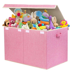 Popoly toy box with removable divider demonstrates organized storage options.