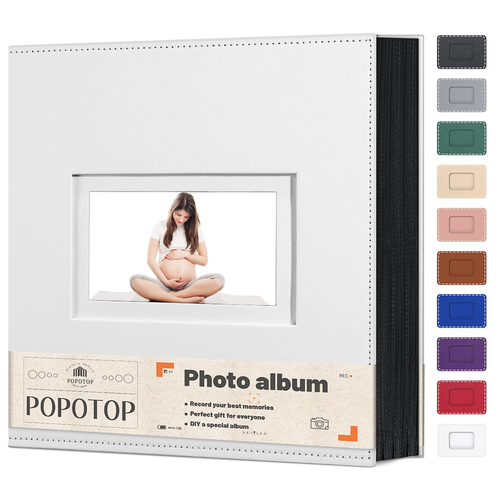 Popotop photo album leather-cover protects memories with durable vegan leather for family moments
