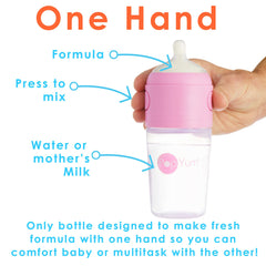 PopYum bottle funnel helps quick, clean loading of formula.