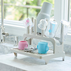 PopYum Seattle Gray drying rack arm-drying-surface highlights wide arms for bulky bottles and tall tumblers