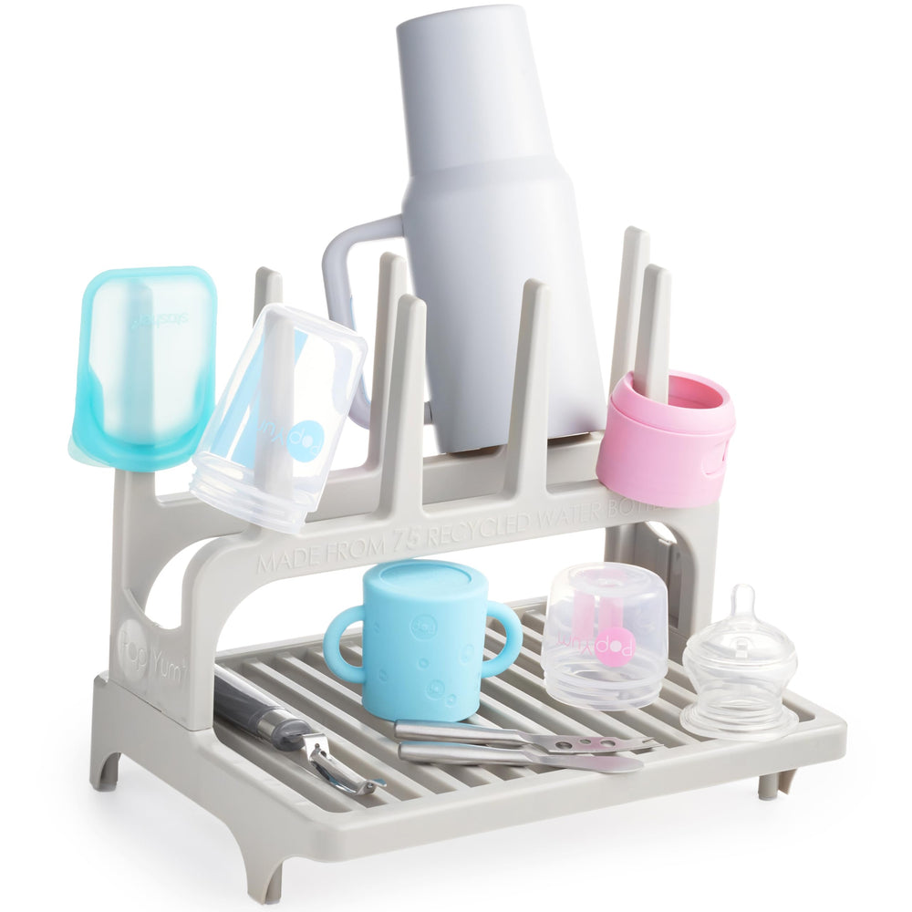 PopYum Seattle Gray drying rack front view shows compact space-saving design for busy counters