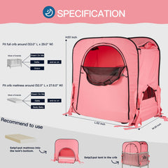 Porayhut pop-up baby privacy bed tent front vent screen provides breathable airflow for comfort.