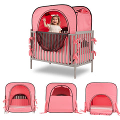 Porayhut pop-up baby privacy bed tent assembled for quick setup and a private sleep space.
