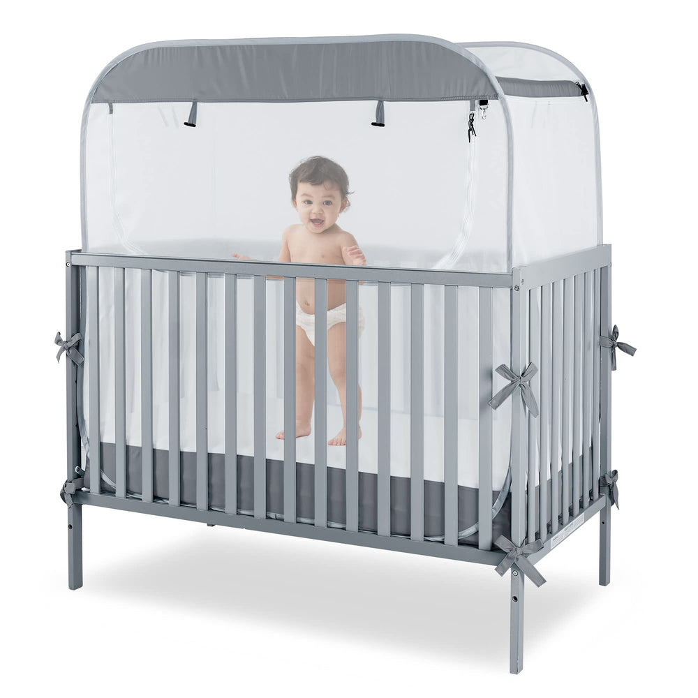 Porayhut portable baby crib net folded for travel protection and compact storage.