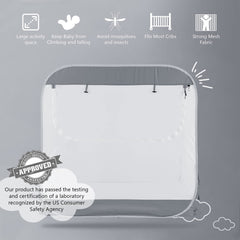 Porayhut portable baby crib net in use around baby for safe lounging.