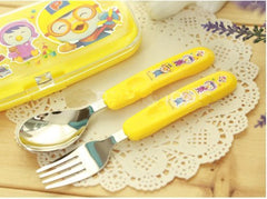 Pororo Cutie Spoon & Fork Set in open hard case, easy access for meals