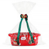 Poschnor red gift basket empty with festive wrap, ready for gifting