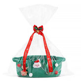 Poschnor gift basket green front view highlights festive hand-woven design for holiday decor.