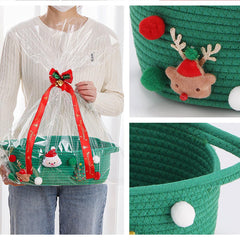 Poschnor gift basket green side view shows compact decorative display.