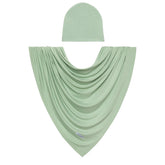 Posh Peanut Sage swaddle closeup shows ultra soft viscose fabric gentle on delicate newborn skin
