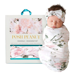 Posh Peanut swaddle blanket closeup reveals silky-soft bamboo viscose for gentle skin