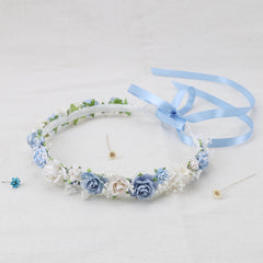 PoshMyra dusty blue crown back ribbon design for adjustable fit