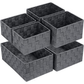 Posprica woven storage basket extra-large in dark grey for drawer organization