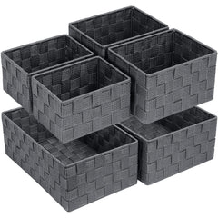 Posprica woven storage basket extra-large in dark grey for drawer organization