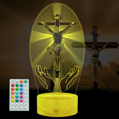 POSSHE Cross 3D Night Light casts a vivid cross illusion for ambient bedroom lighting.